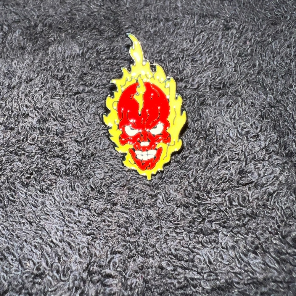 Flaming Skull Enamel Pin